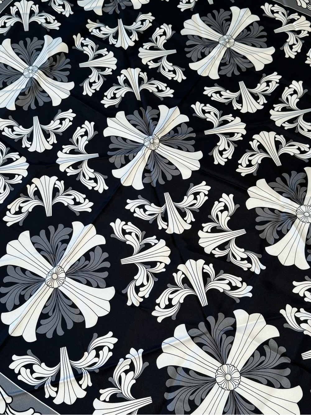 CHROME HEARTS ‘Black Grey White’ Ceiling Silk Scarf - Picture 4 of 7